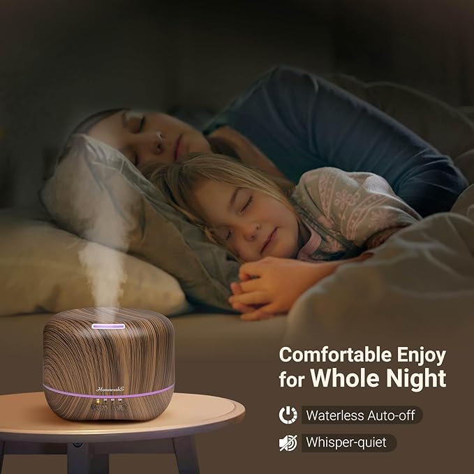 Aromatherapy Essential Oil Diffuser for Room: Air Humidifier Aroma Scent Cool Mist Diffuser Colorful Lights Wood Cute Small Large Waterless Auto Off Ultrasonic Diffusers for Home Bedroom (300ml) - Bloomnest