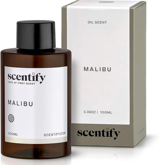 Scentify Malibu Aroma Oil Refill Scent for Oil Diffusers - Lemon, White Tea, Thyme, Cedar, Musk Scents - Luxurious Relaxing Aromatherapy Diffuser Fragrance 100ml, 3.38 oz Scentify