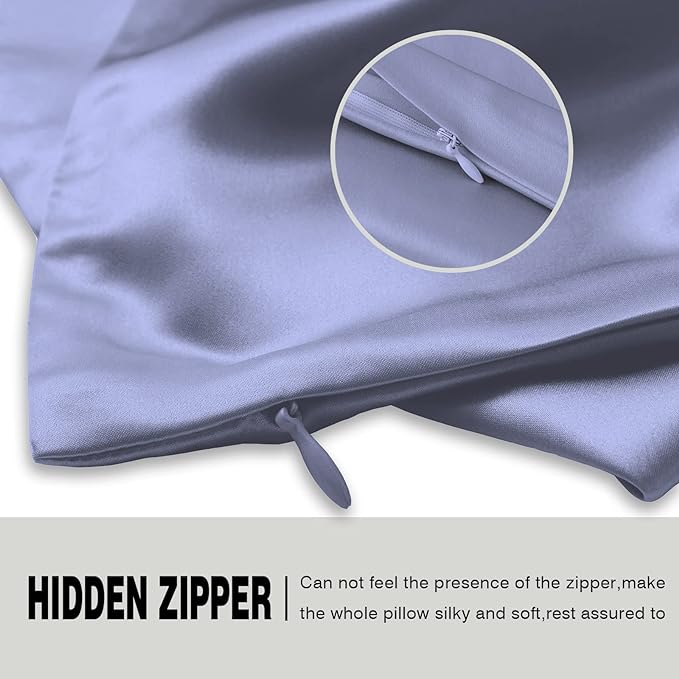 Silk Body Pillowcase Mulberry Silk Pillowcase Body Pillow Cases with Zipper Soft Breathable Smooth Cooling 20x54 inches Body Pillow Pillowcase for Sleep (Grayish Blue,20"X 54",1Pcs) - Bloomnest