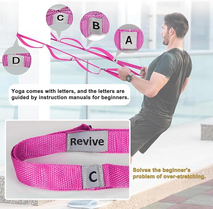 Stretching Strap Yoga Strap with 10 Loops, Non-Elastic Stretch Band for Physical Therapy, Flexibility, Exercise, Pilates, Dance & Gymnastics Workout - Bloomnest