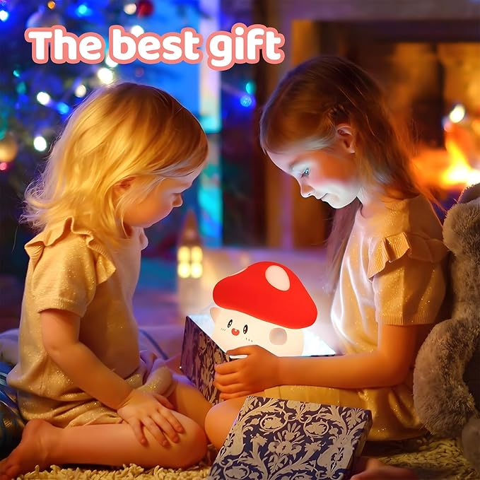 Mushroom Night Light,LED Cute Silicone Squishy Lamp Rechargeable Nursery Nightlight with 2 Level Dimmable Bedside Touch Lamp for Bedroom Kids Room Mushroom Decor Gifts - Bloomnest