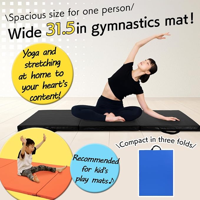 Gymnastics Mat Folding Stretch Mats 71"x31"x2" Exercise Muscle Training Children Play Horizontal Bar Mat Yoga Sports Soundproof Home Use - Bloomnest