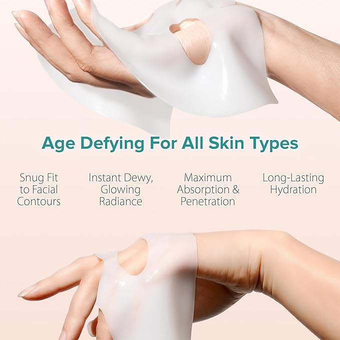 Ebanel Bio Collagen Face Mask, 4-Pack Hydrating Face Masks with 7 Peptides, Hyaluronic Acid, Niacinamide, Centella, Rose Water, Ceramide, and B5, Glass Skin Tightening and Lifting Korean Sheet Masks - Bloomnest