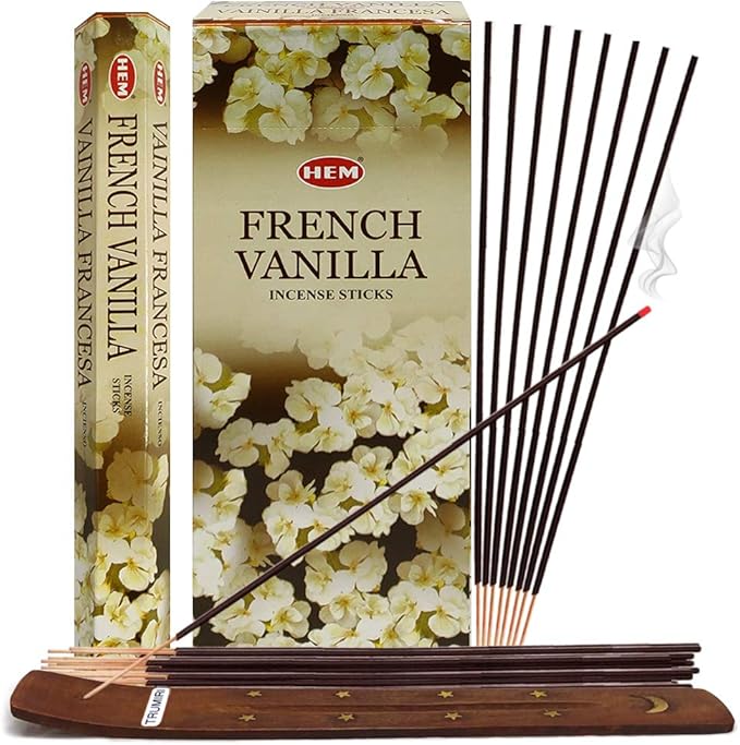 French Vanilla Incense Sticks and Incense Stick Holder Bundle Insence Insense Hem Incense Sticks TRUMIRI