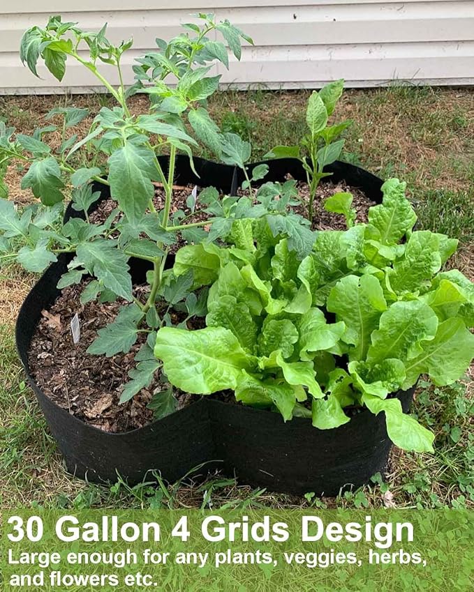 Fabric Raised Planting Bed, 2 Pack 4 Grids Durable Fabric Raised Garden Bed Breathable Planting Bags for Vegetables, Square Garden Grow Bag Container for Herb Flower Plants Gardening - Bloomnest