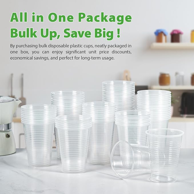 Lilymicky 1000 PACK 9 oz Clear Plastic Cups, 9 Ounce Disposable Drinking Cups for Birthday Parties, Picnics, Ceremonies, and any Events - Bloomnest