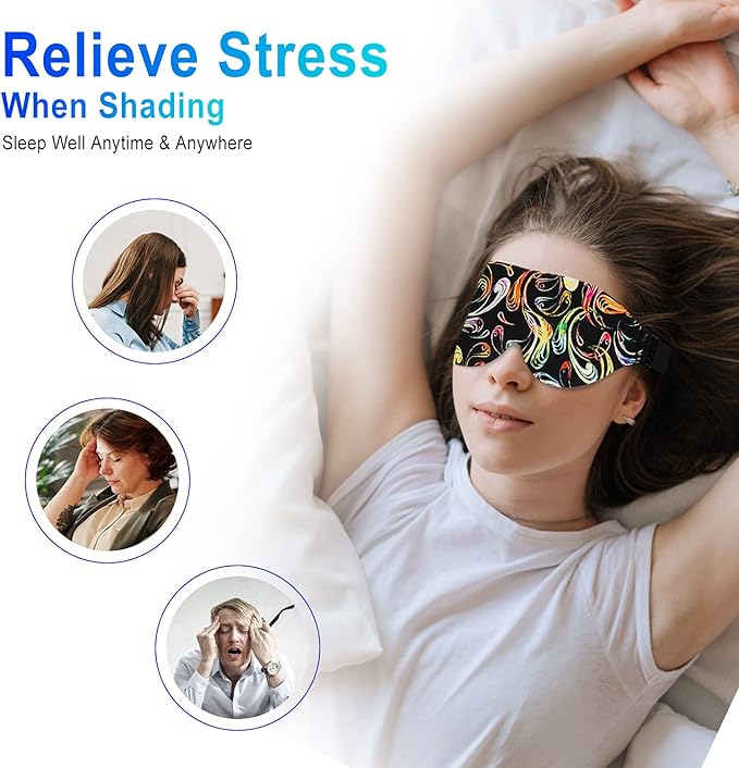 3D Sleep Mask, 100% Blackout 3D Contoured Sleep Eye Mask, Comfortable & Super Soft Sleeping Mask with Adjustable Straps for Women, Men, Sleeping Travel Yoga Naps (Colorful - Pack of 1) - Bloomnest