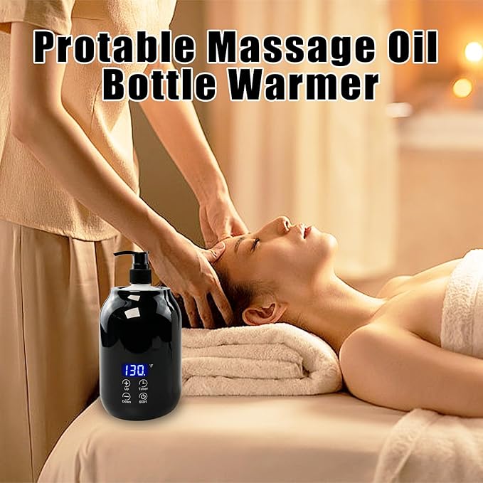 Flylin Massage Oil Warmer, Temperature Control Lotion Bottle Warmer Heater with Two Oil Bottle, Smart Touch Key Digital Massage Oil Heater for SPA/Salon/Barber Shops/Home - Bloomnest