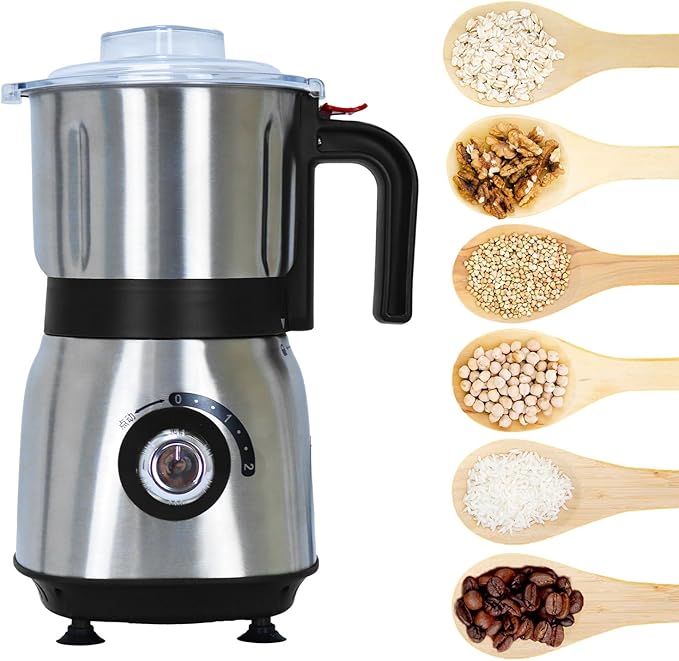 Electric Spice and Nut Grinders - 3 Stainless Steel Blades, 1 Filter, 1 Brush - 500W Grinder for Kitchen Dry Use (Black) - Bloomnest
