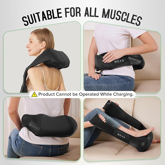 Cordless Shiatsu Neck and Shoulder Massager, Back Massager with Heat,Massage Deeper Tissue 4D Kneading Massage for Shoulder, Neck and Back, Use at Home, Office, Car - Gifts for Fathers Day Dad Gift