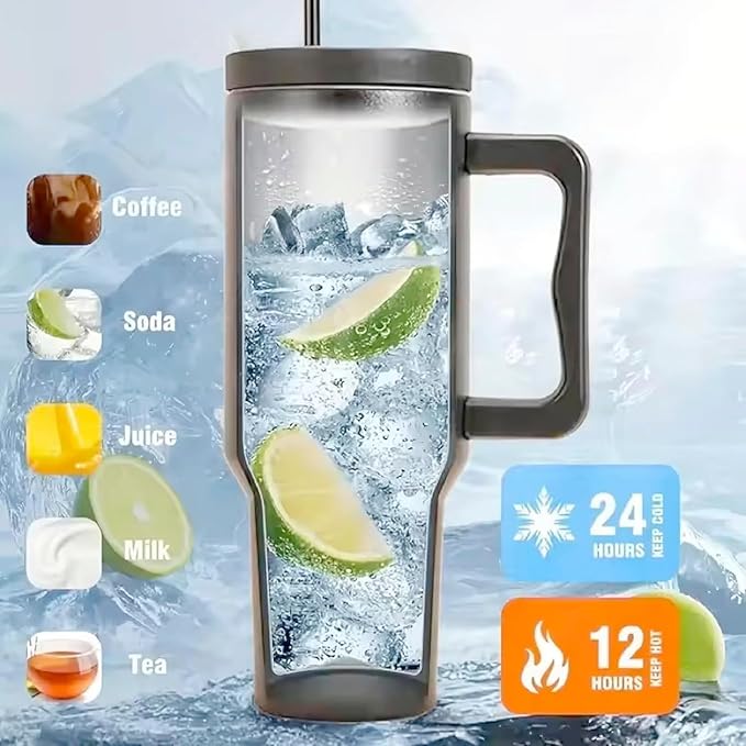 Outdoor Tumbler, 40 oz, Double-Wall Insulated, Ergonomic Handle with Lid Straw (Light Blue) - Bloomnest