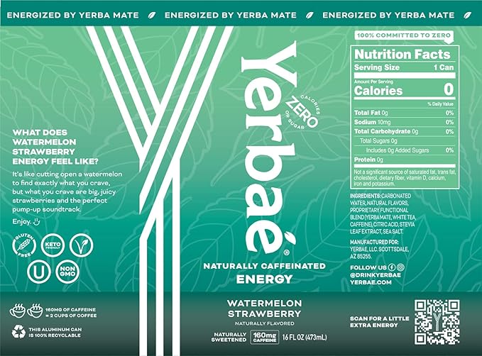 Yerbaé Energy Beverage - Variety Power Pack, 0 Sugar, 0 Calories, 0 Carbs. Yerbae is Energized by Yerba Mate, Plant-Based, Healthy Alternative to Sugary Energy Drinks, 16oz cans (12 Pack) - Bloomnest
