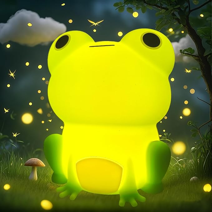 Frog Night Light, Frog Gifts, Cute Silicone Nursery Rechargeable Dimmable Bedside Lamp, Kids' Bedroom Decor, Gift for Children, Teens, Christmas Birthdays - Bloomnest
