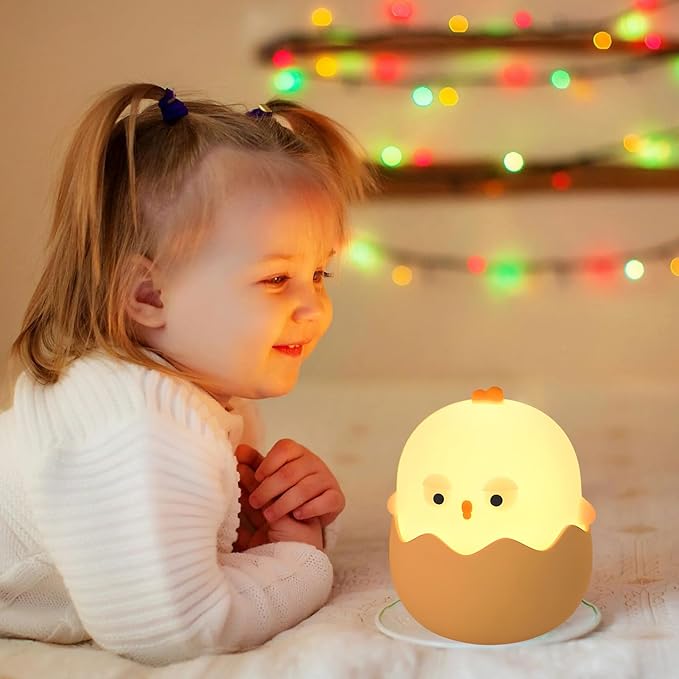 Easter Chick Egg Night Light - Dimmable 7-Color LED Nursery Lamp for Babies, Soft Silicone Touch Eggshell Decor for Easter Basket, Bedroom & Kids Room, Easter Gifts & Birthday Presents - Bloomnest