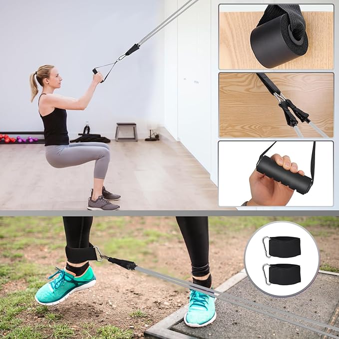 Exercise Resistance Bands with Handles for Working Out, 150/200/250/300 lbs Workout Bands Set with Door Anchor for Physical Therapy, Yoga, Pilates - Bloomnest