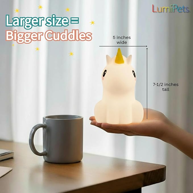 Lumipets Remote Control Silicone Night Light for Kids - Unicorn Design with 9 Soft Colors & Sleep Timer - Rechargeable, Battery-Operated Lamp for Bedroom | Baby Nursery, Toddler, Girls, Boys - Bloomnest