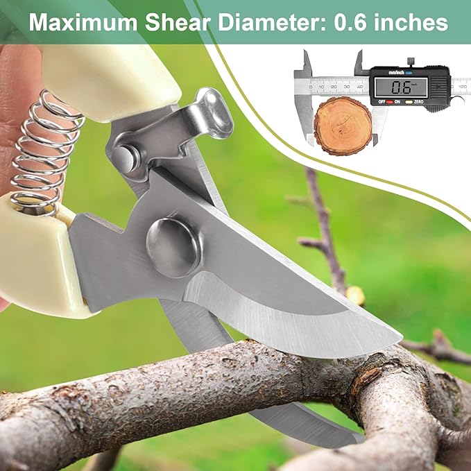 Premium garden shears, meperez pruning scissors gardening tools, pruners for flower, bushes, rose and fruit tree, use for florist, yard and orchard the plant clippers, sharp white steel anvil snips, 2 - Bloomnest