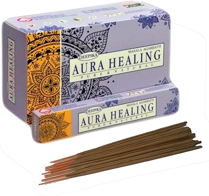 Deepika Aura Healing Masala Agarbatti Sticks Pure and Natural Home Fragrance Incense Set of 12 Box