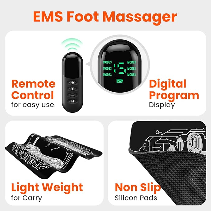 TENS/EMS (Foot Muscle Stimulator), Portable Foot Massager for Neuropathy - Soothing Comfort & Revitalization for Body and Feet - Bloomnest