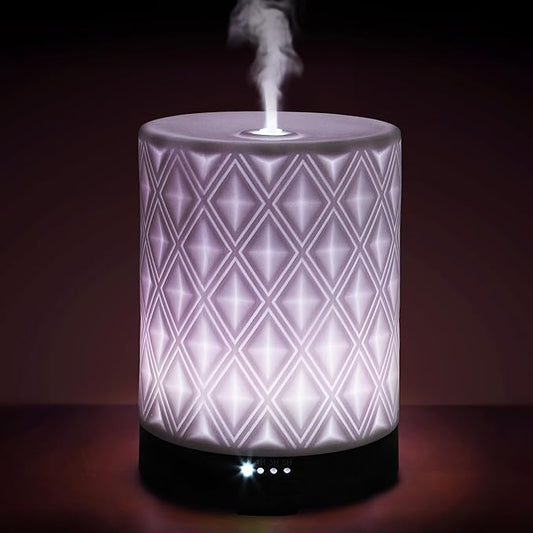 Earnest Living Essential Oil Diffuser for Large Room White Ceramic 250ml Aromatherapy Diffuser with 4 Timers 7 Night Lights and Auto Off Function for Home Gift EarnestLiving