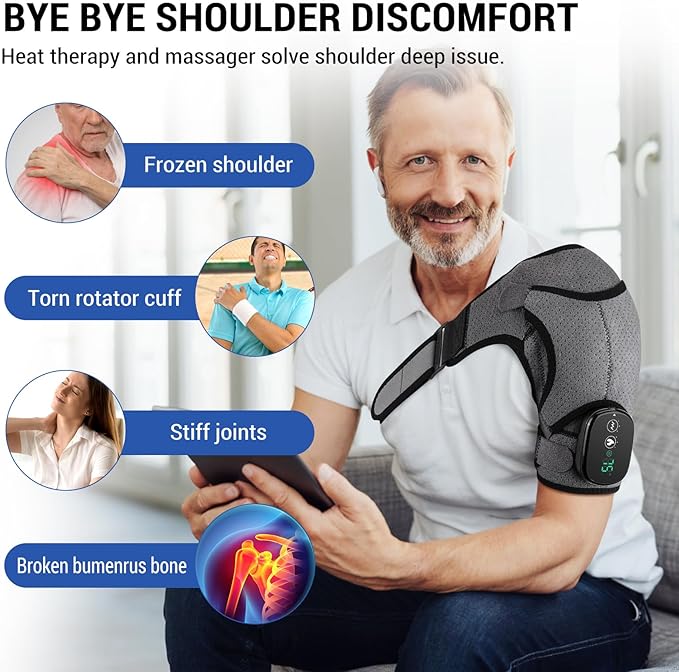Shoulder Heating Pads for Rotator Cuff Pain, Heated Shoulder Wrap Brace for Men Women - Bloomnest