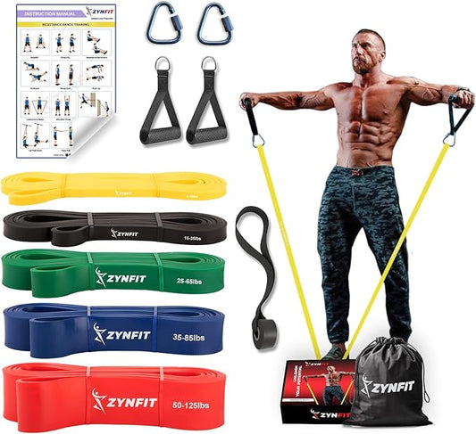 100% Natural Latex Resistance Bands Set with Door Anchor, 5-Level Pull Up Bands for Working Out, Strength Training & Physical Therapy, Workout Bands for Home Gym - Get Free A.I. Workout Plan - Bloomnest
