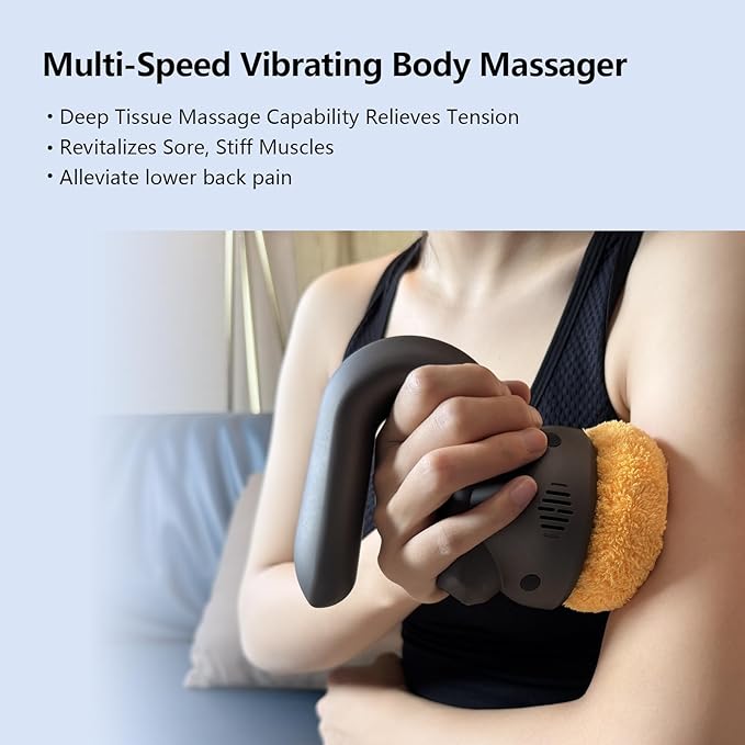 HYAKO Handheld Professional Mini Orbital Buffer Relief Massager, Adjustable Multi-Speed Vibration Deep Tissue Body Chiropractic Massager for Neck, Shoulder, Leg,Back muscle pain relief massage therapy - Bloomnest