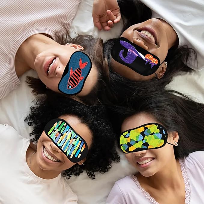 20 PCS Black Eye Mask Sleepover Party Supplies Slumber Party Favors for Girls Pajama Party Decorations Sleep Soft Shade Blindfold Eye Covering Color The Bulk Game Stuff with 8 PCS Fabric Pens - Bloomnest