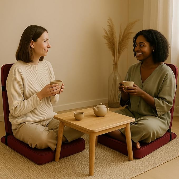 Friends of Meditation Relaxing Buddha Meditation Chair | Detachable Rectangular Back Support & Zafu Cushion | Portable Folding Chair | Floor Chair with Back Support | Yoga Chairs for Adults | Maroon - Bloomnest