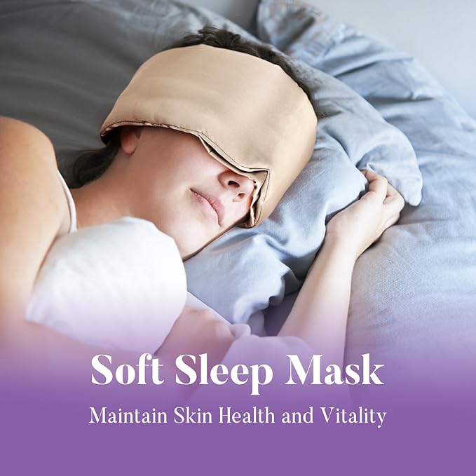 Satin Sleep Mask - Updated Design Light Blocking Eye Mask for Men and Women, Soft and Comfortable Night Sleeping Mask, Eye Cover for Travel/Sleeping (Camel) - Bloomnest