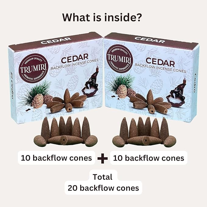 Cedar Backflow Incense Cones - Dual Pack of 10 Cones - Waterfall Effect
