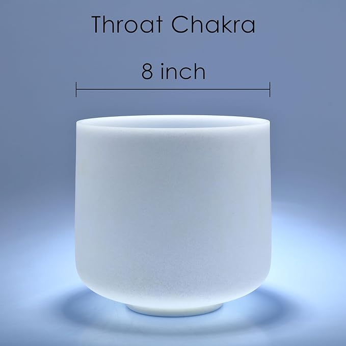 TOPFUND 8" G Note Crystal Singing Bowl Throat Chakra with Heavy Duty Carrying Case and Suede Mallet