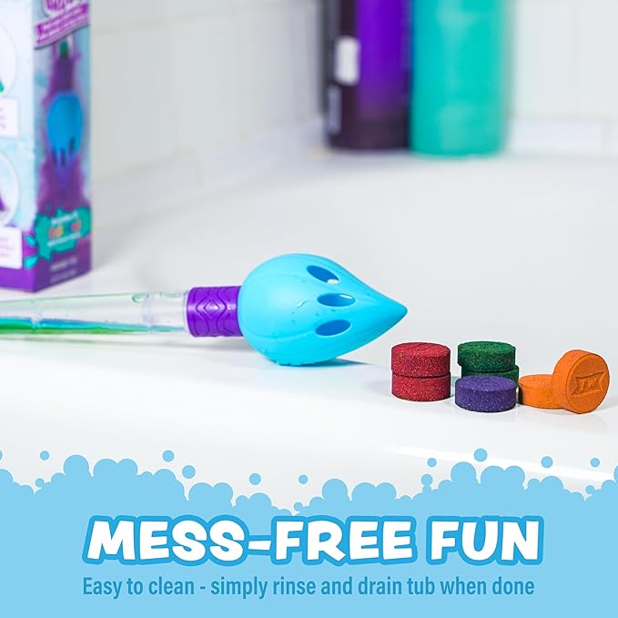 Tub Works® Bath Color Brush™ Kids Bath Bomb Set | Nontoxic & Fragrance-Free | Use Brush to Paint Water with Vibrant, Fizzing Colors | Fun BathBombs for Kids Bath | Creative Bathtub Toys for Toddlers - Bloomnest