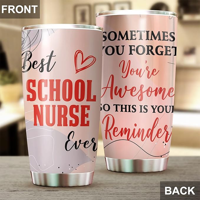 Stainless Steel 20oz Tumbler, Funny School Nurse Appreciation Gifts - Bulk For Birthday, Christmas, Nurses Day Gifts For Women, Men - Coffee Cup - Bloomnest
