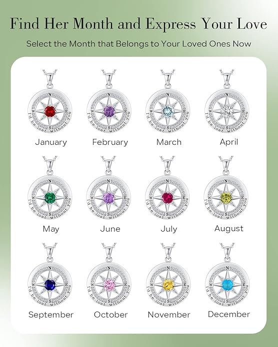 S925 Necklace Gift for Wife |Compass Jewelry |Women Anniversary |Sterling Silver |Girlfriend Birthday Gifts for Her Valentines |I'd be Lost without You |Jewel 18K Gold - Bloomnest