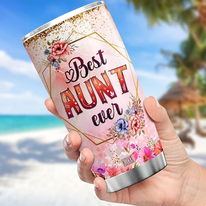 Insulated Tumbler 20oz Only An Aunt Can Give Hugs Like A Mother Gift For Aunts From Niece Aesthetic Floral Print Flower Travel Coffee Mug Sentimental Auntie Cups For Women - Bloomnest