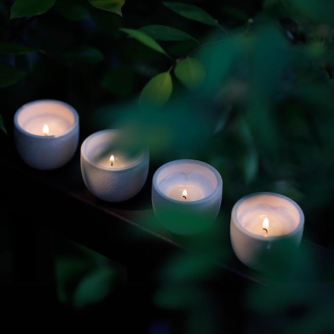 BLUEME 4pk Wellness Travel Candle Votive, Sustainable, Contains Essential Oil, Soy-Wax Blend (Romance, Spiritual, Happiness, Renew) - Bloomnest