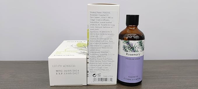 PHATOIL 3.38FL.OZ Rosemary Essential Oil, for Aromatherapy Diffusers, Humidifiers, Great for DIY Candle and Soap Making, Huge 100ML Bottle PHATOIL