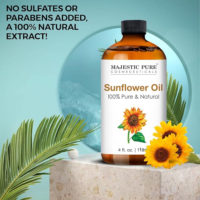 Majestic Pure Sunflower Essential Oil with Glass Dropper - Huge 4 Fl Oz - 100% Pure and Natural Black Pepper Oil - Premium Grade Essential Oils for Diffuser, Aromatherapy, Soap and Candle Making - Bloomnest