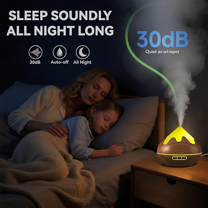 500ML Essential Oil Diffuser, Ultrasonic Aromatherapy Diffuser with Remote Control, Air Diffusers for Home Office Room, Fragrance Aroma Diffuser with 7 Color LED & 2 Mist Mode, Mocha Brown - Bloomnest
