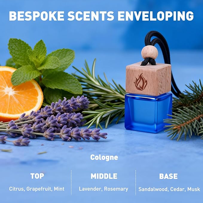 Car Air Freshener Hanging 2 Pack, Cologne Fragrance Long Lasting Car Scent Essential Oil Diffuser, Car Accessories Air Diffuser for Men - Bloomnest
