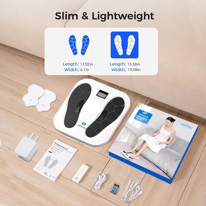 Foot Massager for Neuropathy, Rechargeable TENS EMS Foot Stimulator with 10 Modes 20 Intensities, Feet Circulation Stimulator for Neuropathy, Plantar Fasciitis, Gifts for Mom Dad - Bloomnest