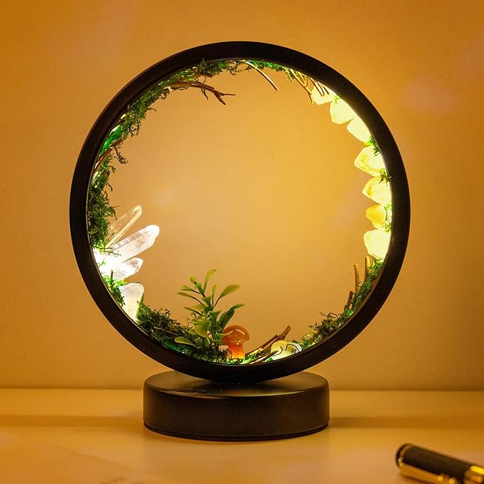Runyangshi Forest Style Natural Citrine Night Light Healing Crystal USB Port 3 Colours Dimming Mode Lamp Suitable Night Lamp for Bedroom Home Decor Gift - Bloomnest