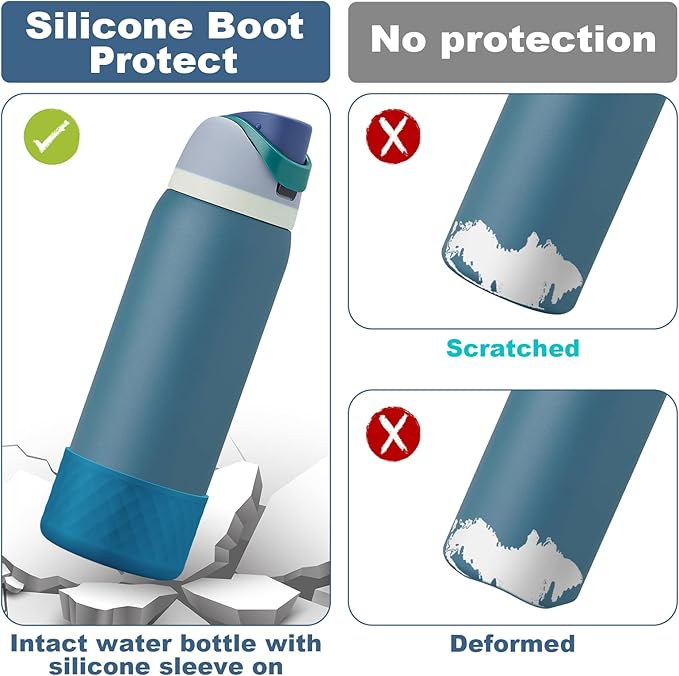2PCS Silicone Water Bottle Boot for Owala 24oz 32oz 40oz, Anti-Slip Protective Sleeve Bottom Bumper Protector for FreeSip, Twist, and Flip Stainless Steel Water Bottles Alwenid