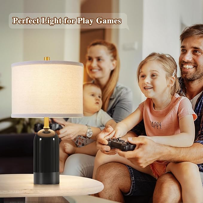 GyroVu Modern Ceramic Table lamp Set of 2, 3 Color Temperature Bedside lamp 21.5" Tall Nightstand Lamp End Table Lamps for Living Room Bedroom (Bulbs Included) - Bloomnest