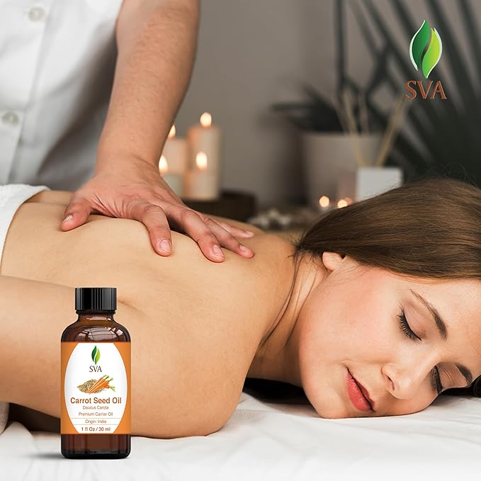 SVA Carrot Seed Oil - 1 Fl Oz – 100% Natural Cold Pressed Carrot Oil - for Face, Skin Care, Hair Care, Scalp Massage & Body Massage – Carrier Oil with Dropper - Bloomnest