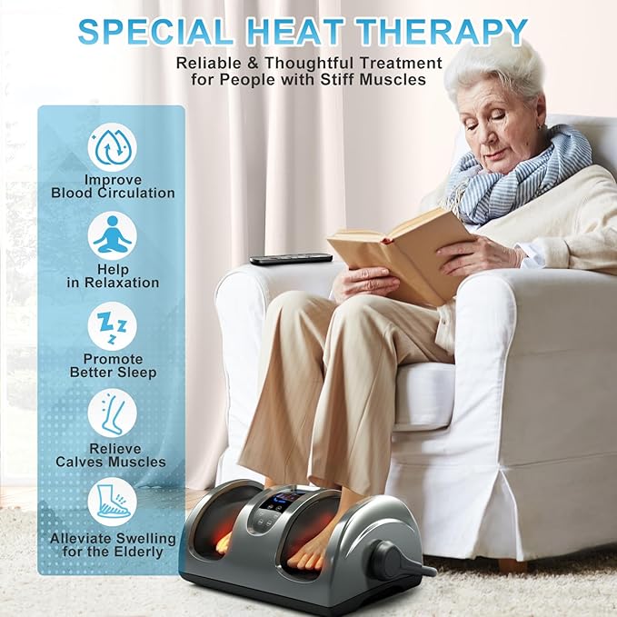 TISSCARE Shiatsu Foot Massager with Heat: FSA HSA Eligible Foot Massager for Neuropathy, Plantar Fasciitis and Pain Relief-Massage Feet/Leg/Calf/Ankle at Home/Office, Gifts for Women and Men(Gray) - Bloomnest