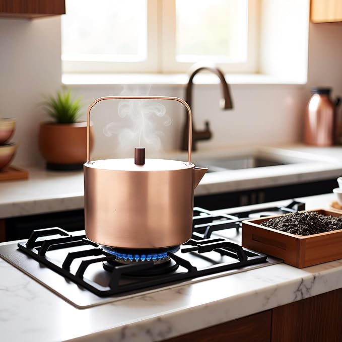 YJX Pure Copper Tea Kettle For Stovetop Safe, Chinese Style Non-Coating Teapot with Stainless Steel Tea Ball For Loose Tea, Durable Tea Pot, 1500ml Kettle - Bloomnest