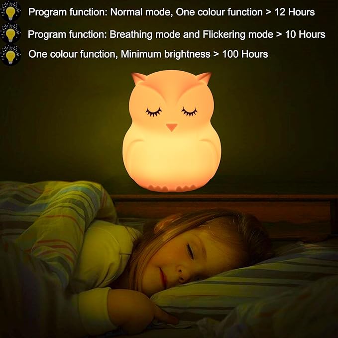 Night Lights for Kids, Cute Owl Lamp 9 Colors Changing LED Nightlight, Soft Light, Mood Light, Children's Room Decor for Girls Boys Student Elder Teen Gift Lamps for Bedroom - Medium - Bloomnest