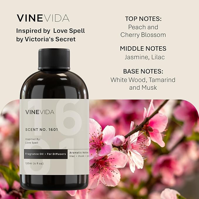 VINEVIDA [32 Fl Oz] Scent NO. 1601 Fragrance Oil for Cold Air Diffusers, Aromatic Notes of Lilac Musk Peach, Essential Oils for Diffuser Oil Refill & Air Freshener Room Spray - Bloomnest
